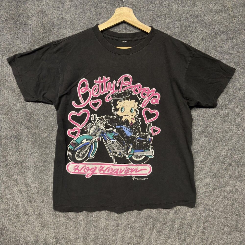 Vintage Betty Boop Hog Heaven Shirt Mens M Biker Motorcycle 1994 Graphic Cartoon